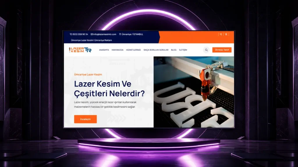 Lazer Kesim TR web sitesi tasarımı